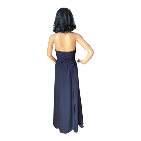 Ralph Lauren Navy Wrapped Bodice Sweetheart Strapless Chiffon Dress size 0 P - Picture 9 of 16
